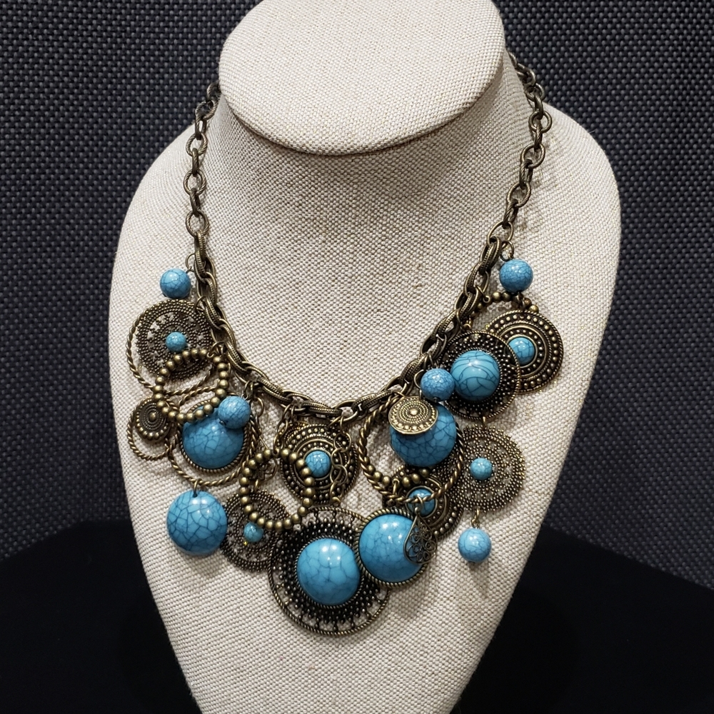 Chico's Turquoise & Patina Statement Necklace